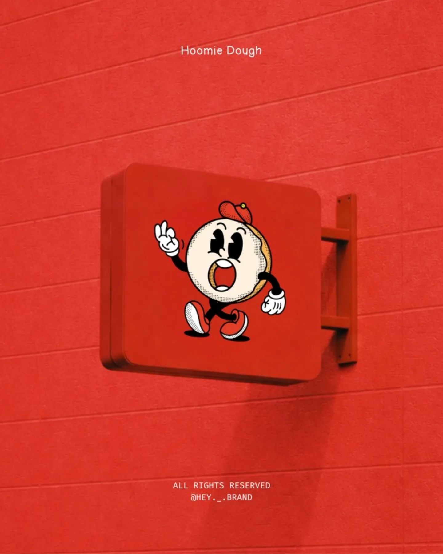 Hoomie Dough red storefront identity artwork